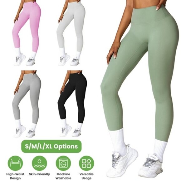 Women\'s High Waist Workout Leggings Tummy Control Compression Yoga Tight Pants - Picture 5 of 8